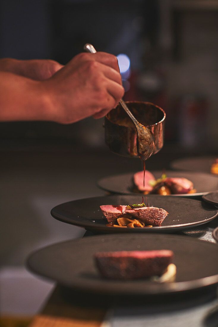 Chefs preparing dishes in French … – License Images